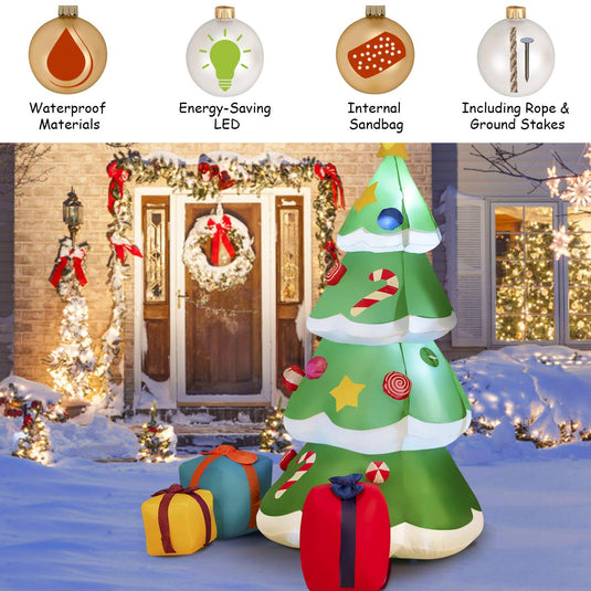 6ft Inflatable Christmas Tree Blow Up Xmas Decoration with 3 Gift Boxes - GoplusUS