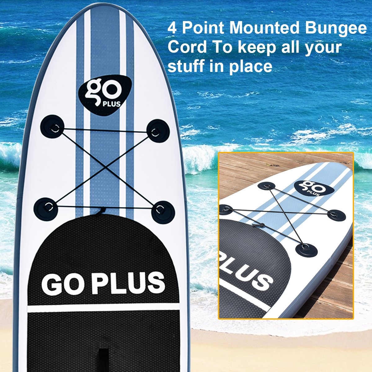 Goplus Inflatable Stand up Paddle Board Surfboard SUP Board (White, 10')