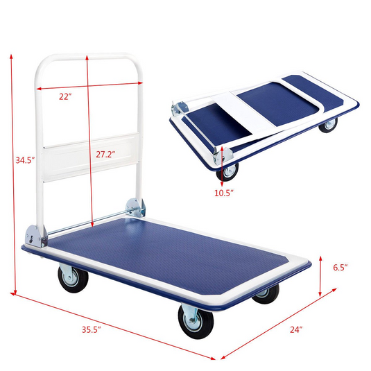 Goplus Folding Platform Cart 660 LBS Rolling Flatbed Cart - GoplusUS