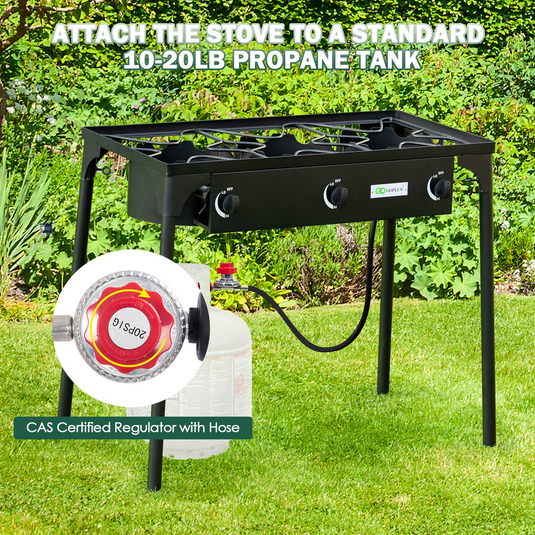 Outdoor Stove Portable Propane Gas Cooker Iron Cast Patio Burner - GoplusUS