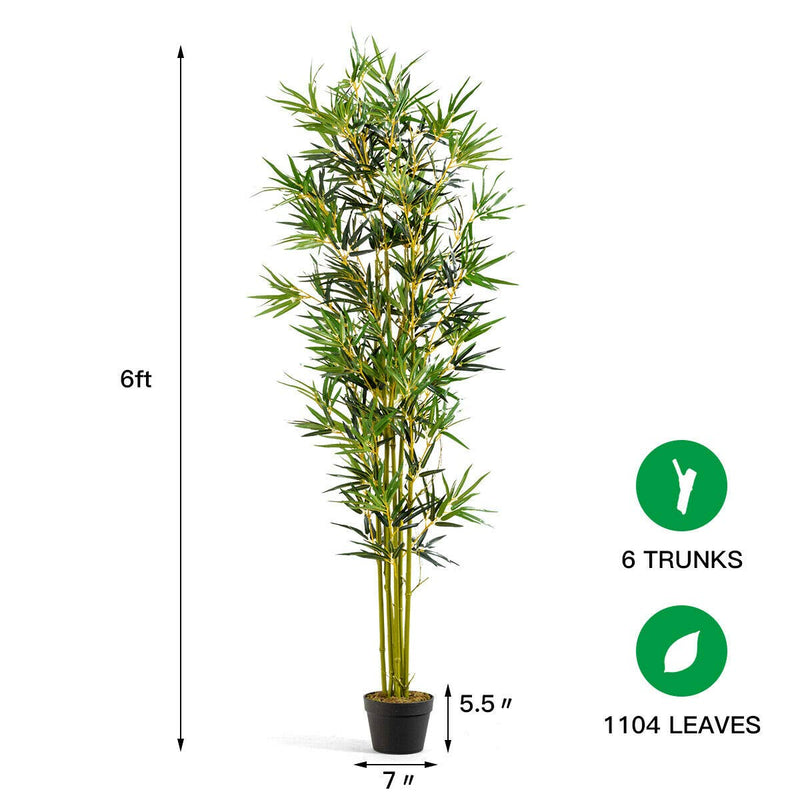 Load image into Gallery viewer, 6ft Fake Bamboo Tree Artificial Greenery Plants in Nursery Pot Decorative Trees - GoplusUS
