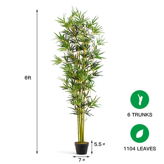 6ft Fake Bamboo Tree Artificial Greenery Plants in Nursery Pot Decorative Trees - GoplusUS