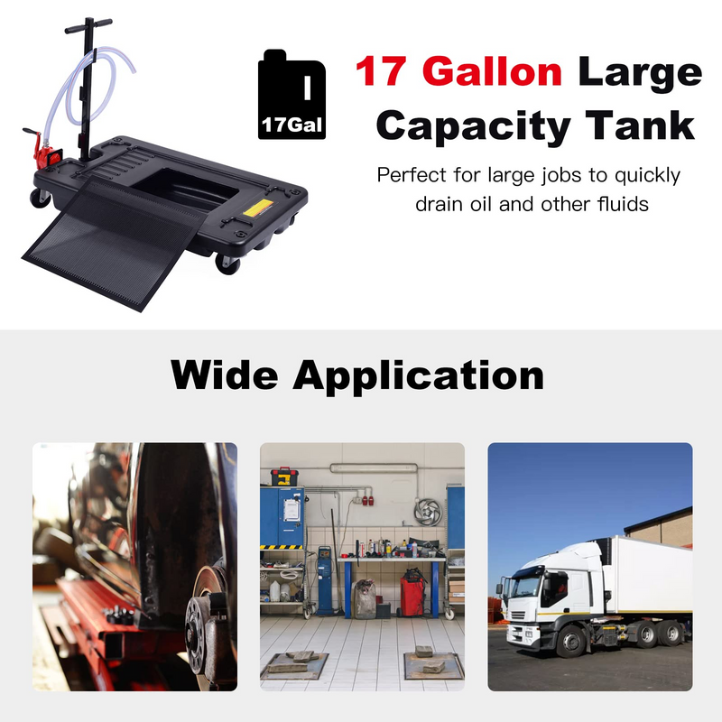 Load image into Gallery viewer, Goplus Portable Oil Drain Pan with Pump 17 Gallon Low Profile Oil Change Pan for Truck Car with 8&#39; Hose - GoplusUS
