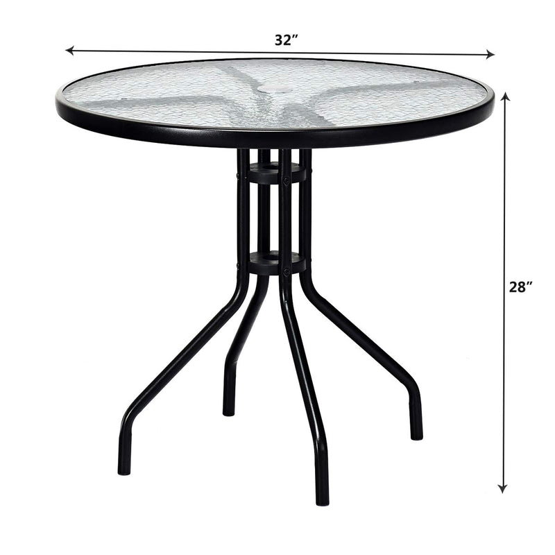 Load image into Gallery viewer, 32&quot; Outdoor Patio Table Round Shape Steel Frame Tempered Glass Top - GoplusUS

