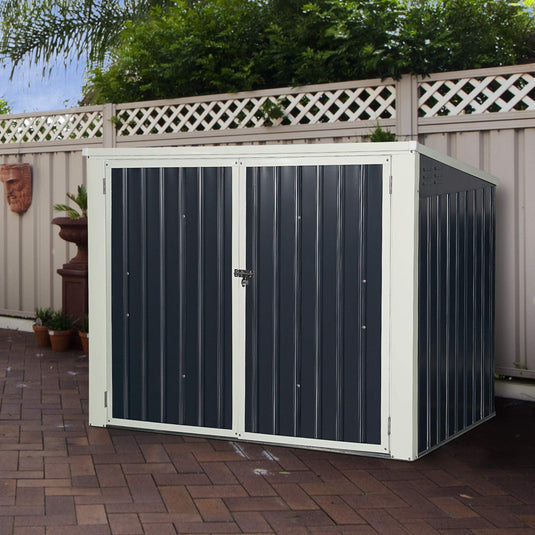 Outdoor Storage Shed 6' x 3', Multi-Purpose Galvanized Steel Garbage Cans Box - GoplusUS