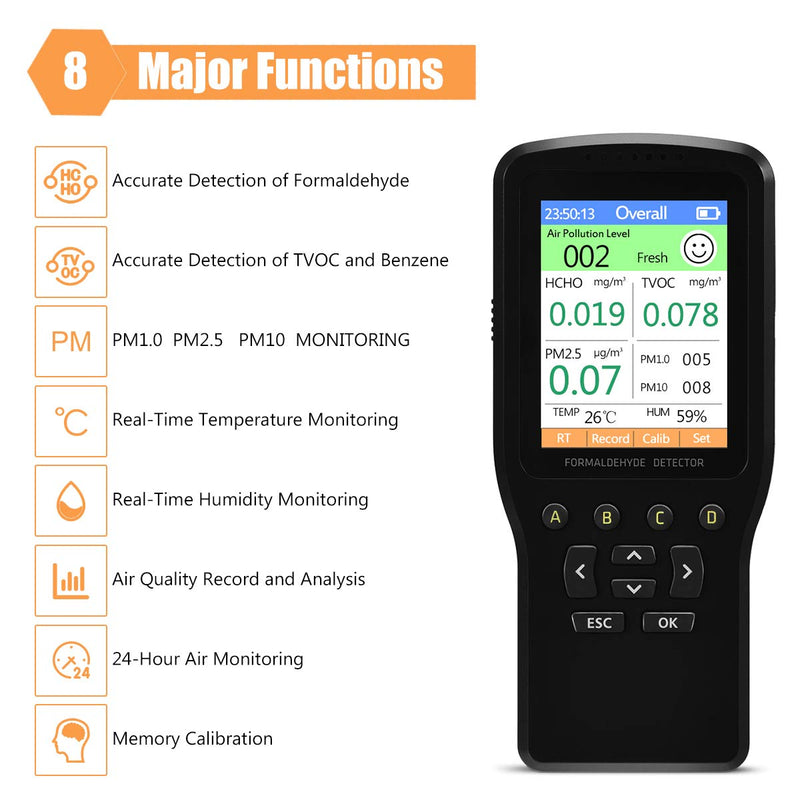 Load image into Gallery viewer, Air Quality Pollution Monitor, 7 in 1 Indoor Formaldehyde Detector - GoplusUS
