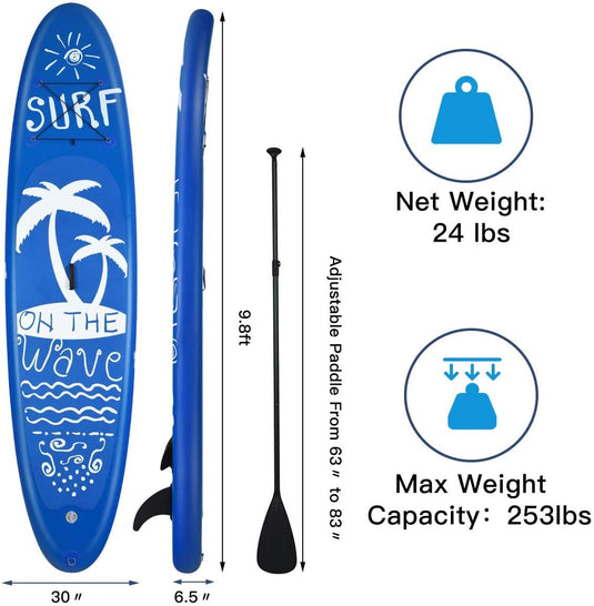 9.8'/10'/11' Inflatable Stand Up Paddle Board, 6.5" Thick SUP with Premium Accessories and Carry Bag - GoplusUS