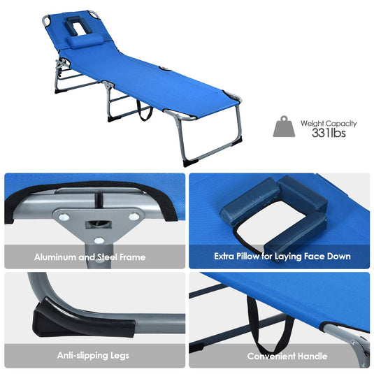 Patio Lounge Chair, Adjustable Folding Recliner - GoplusUS