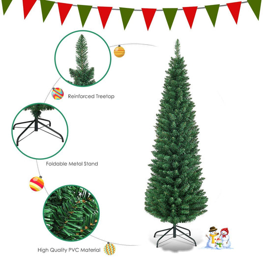 Pencil Christmas Tree, Artificial Slim Skinny Tree - GoplusUS