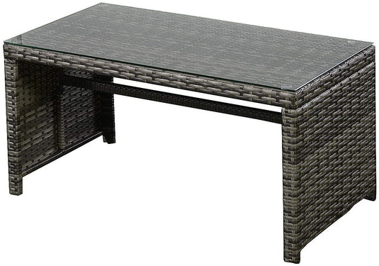 4-Piece Wicker Patio Furniture Set for Outdoor Garden Lawn Pool Backyard (Mix Gray) - GoplusUS