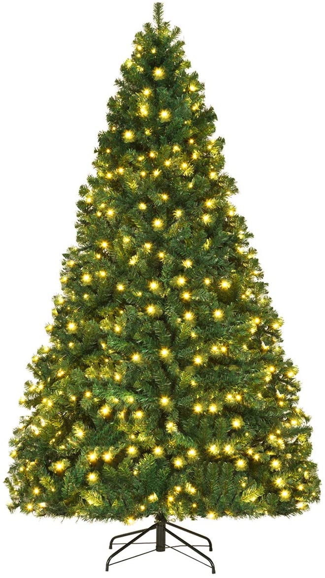 Pre-Lit PVC Artificial Christmas Tree Auto-Spread/Close up Premium Spruce Hinged