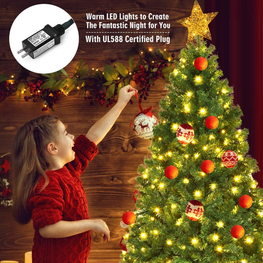 Pre-Lit PVC Artificial Christmas Tree Auto-Spread/Close up Premium Spruce Hinged