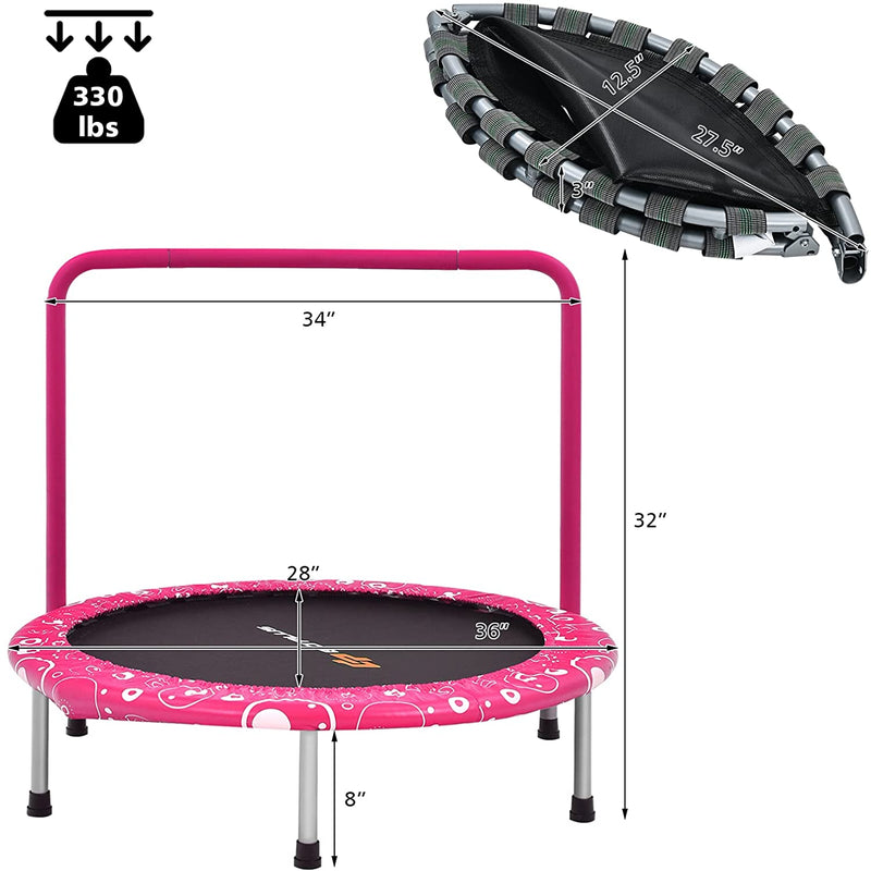 Load image into Gallery viewer, 36Inch Kids Trampoline, Foldable Mini Rebounder with Full Covered Handle and Safety Pad - GoplusUS
