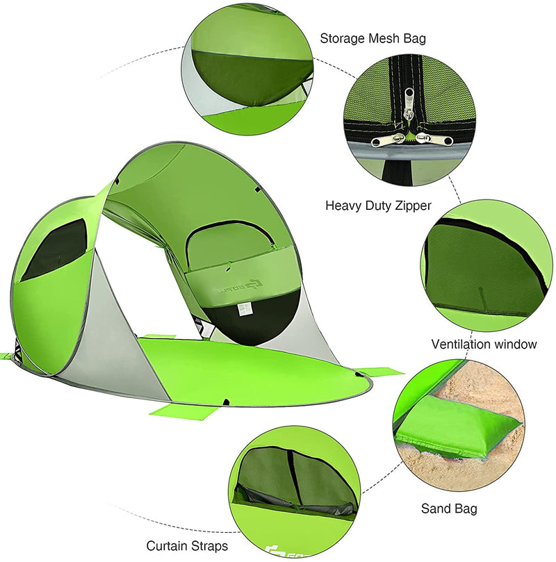 Load image into Gallery viewer, 3-4 Person Pop Up Beach Tent, Portable Instant Beach Sun Shade Shelter w/UPF 50+ UV Protection - GoplusUS

