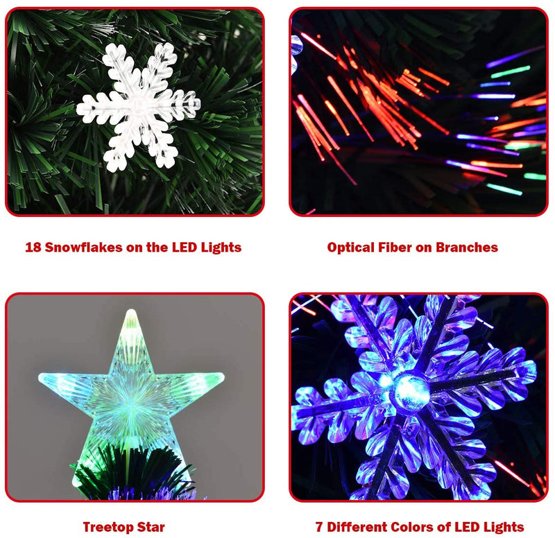 Load image into Gallery viewer, Pre-Lit Fiber Optic Artificial Christmas Tree, with Multicolor Led Lights and Snowflakes
