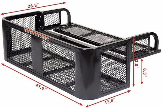 ATV UTV Universal Rear Drop Basket Rack Detachable Steel Luggage Cargo Steel Mesh Surface - GoplusUS