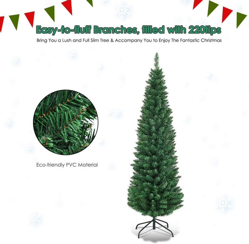 Load image into Gallery viewer, Pencil Christmas Tree, Artificial Slim Skinny Tree - GoplusUS
