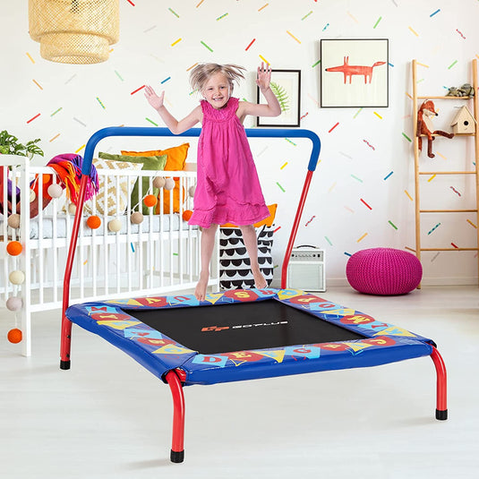 36" Square Toddler Trampoline, 330LBS Load Mini Kids Trampoline - GoplusUS