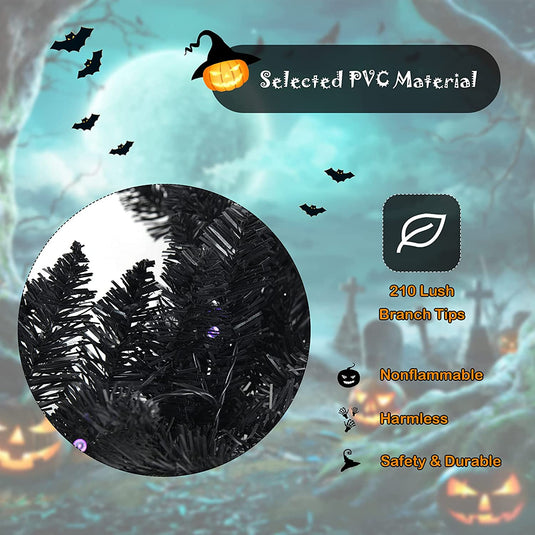 9FT Black Halloween Garland with Lights - GoplusUS