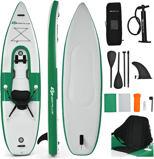 1 Person Inflatable Kayak Includes Aluminum Paddle with Hand Pump - Green