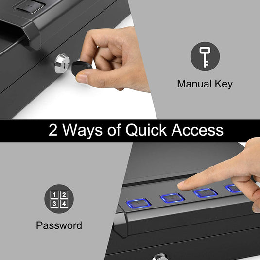Gun Safe for 2 Pistols, Handgun Safe with Password & Backup Keys for Quick Access - GoplusUS