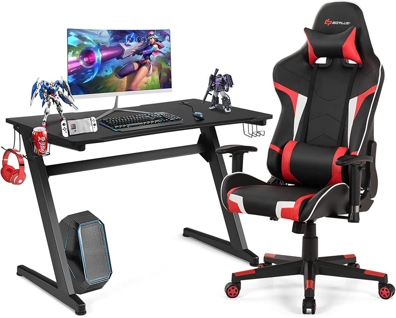 Load image into Gallery viewer, Goplus Gaming Desk &amp; Chair Combo Set, Racing Style Home Office Chair &amp; Desk w/Cup Holder, Headphone Hook &amp; Mouse Pad - GoplusUS
