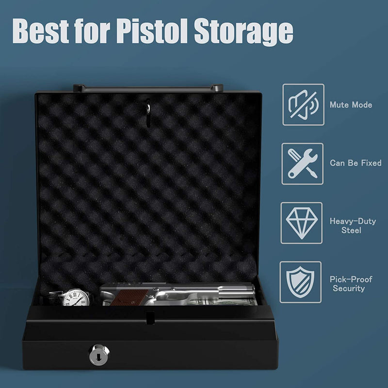 Load image into Gallery viewer, Gun Safe for 2 Pistols, Handgun Safe with Password &amp; Backup Keys for Quick Access - GoplusUS
