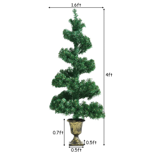 Goplus 4ft Pre-Lit Artificial Spiral Christmas Tree, Topiary Entrance Tree with 150 LED Lights - GoplusUS