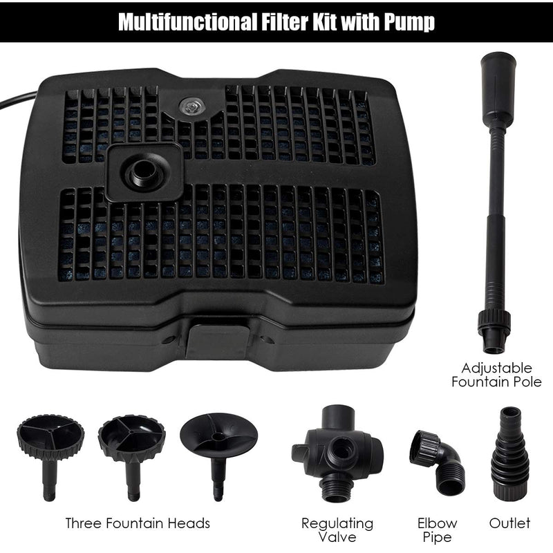 Load image into Gallery viewer, 4 in 1 Pond Filter Pump, 660 GPH Fountain Pump w/ 9-Watt Sterilizer and Fountain Jet - GoplusUS
