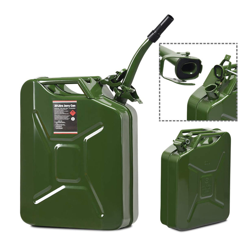 Load image into Gallery viewer, 20 Liter (5 Gallon) Jerry Fuel Can with Flexible Spout Equipment (Army Green) - GoplusUS

