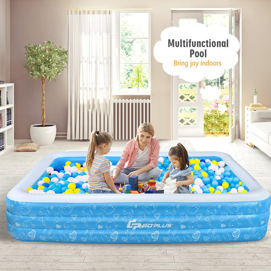 Inflatable Swimming Pool, 120" X 72" X 22" Full-Sized Family Kiddie Blow up Pool - GoplusUS