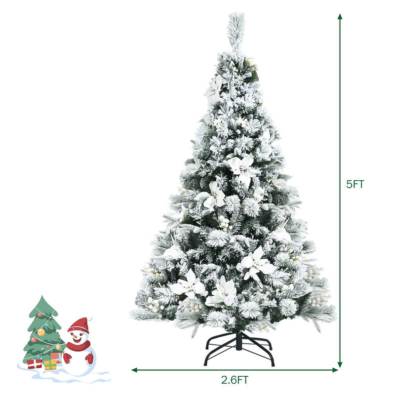 Load image into Gallery viewer, Goplus Snow Flocked Artificial Christmas Tree, Hinged Xmas Tree w/ Folding Metal Stand, Office, Party, Wedding - GoplusUS
