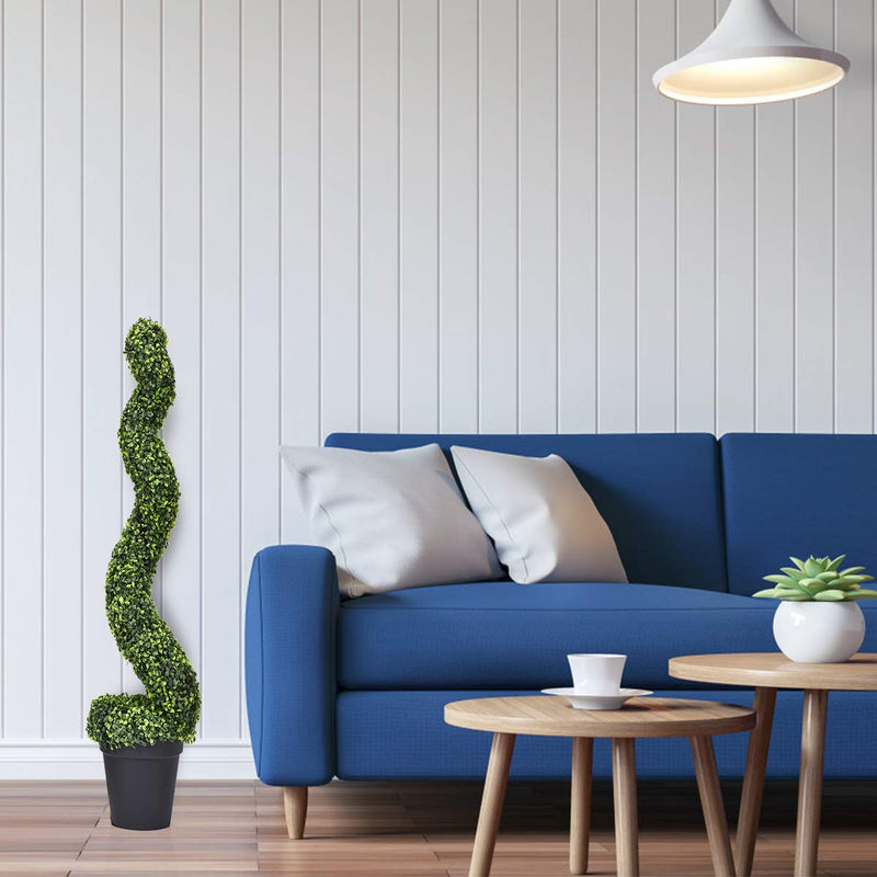 Load image into Gallery viewer, Goplus Artificial Topiary Cedar Spiral Trees, UV Resistant Realistic Leaves &amp; Cement-Filled Pot (4 Ft) - GoplusUS
