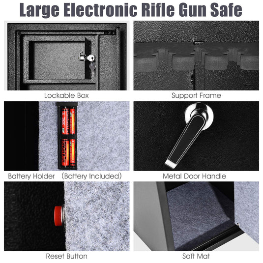 Rifle Gun Safe, Large Long Gun Safe w/Separate Pistol Lock Box