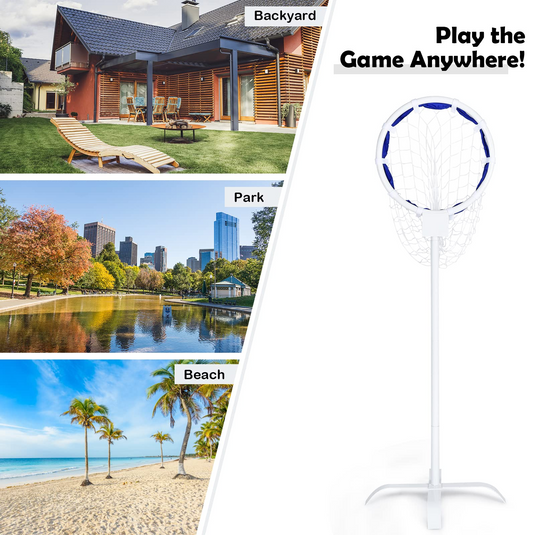 Goplus Outdoor Game Set, Frisbee Target Yard Game, Portable Metal Flying Disc Stand w/ 17.5" Hoop & Mesh Net - GoplusUS