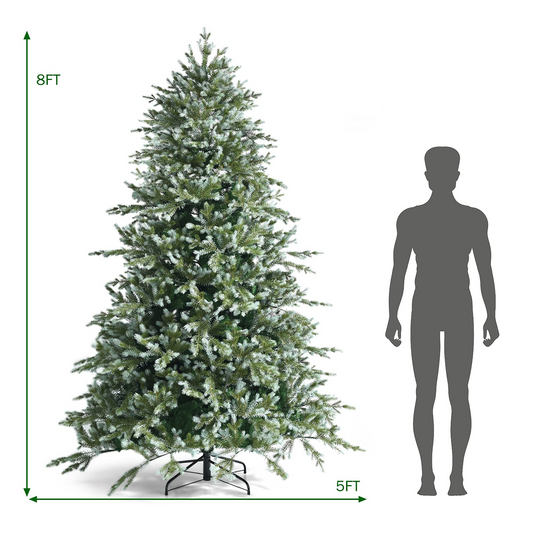 Goplus 8ft Artificial Christmas Tree, Unlit Hinged Xmas Spruce Tree w/ 1658 Mixed PE & PVC Branch Tips - GoplusUS