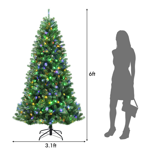 Goplus Christmas Tree, Hinged Remote Control Artificial Xmas Tree, Residential and Commercial Decoration for Indoor - GoplusUS