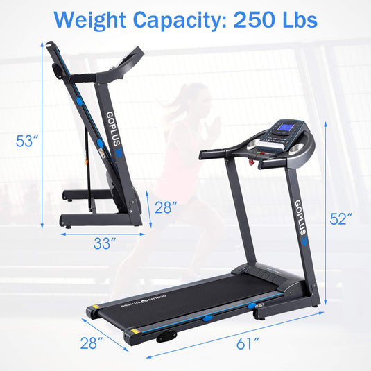 2.25HP Folding Treadmill with Incline, Superfit Electric Treadmill - GoplusUS