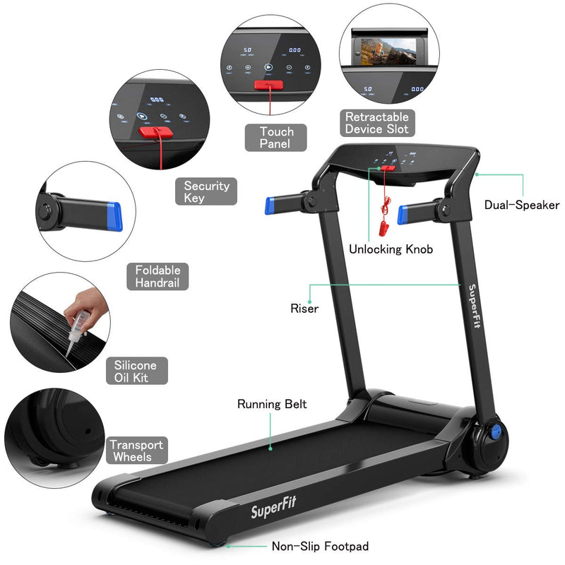 Load image into Gallery viewer, Goplus 3HP Electric Folding Treadmill, with APP Control, Bluetooth Speaker and HD Touch Screen - GoplusUS
