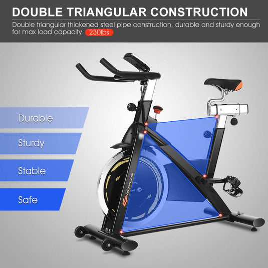 Indoor Cycling Bike, Stationary Bicycle with Flywheel and LCD Display - GoplusUS