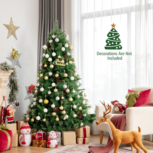 Goplus Artificial Christmas Tree, Unlit Premium Hinged Xmas Pine Tree with PVC Branch Tips - GoplusUS