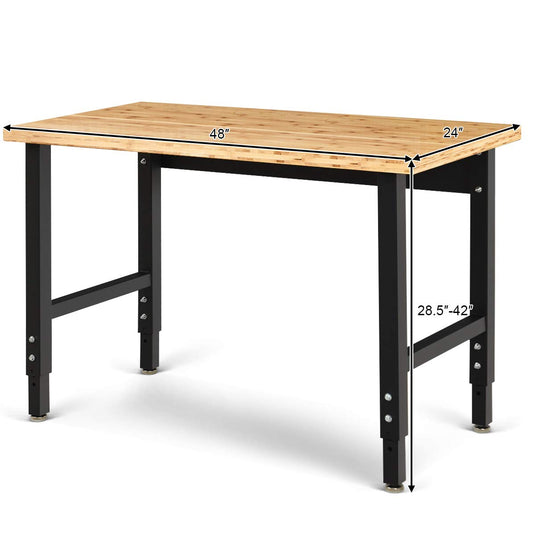Adjustable Workbench, 48" 1500 Lbs Bamboo Top Work Bench - GoplusUS