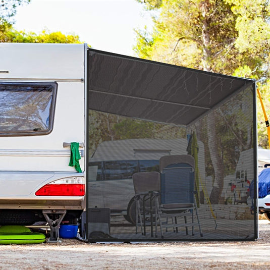 RV Awning Side Sun Shade, 9" x 7" Black Mesh Sunshade Screen with Complete Kits