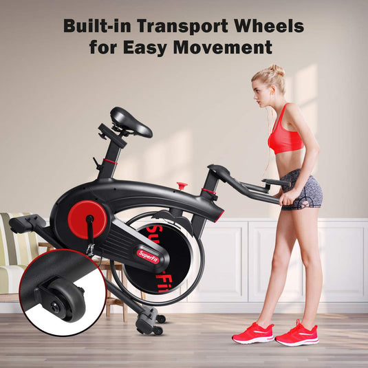 Indoor Cycling Bike, Silent Belt Drive Exercise Bike with Phone Holder - GoplusUS