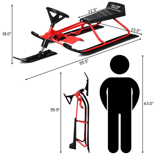 Ski Sled Slider Board with Twin Brakes - Goplus