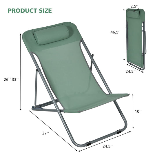 Goplus Beach Sling Chair for Adults, 2 Pcs Portable Folding Camping Chair - GoplusUS