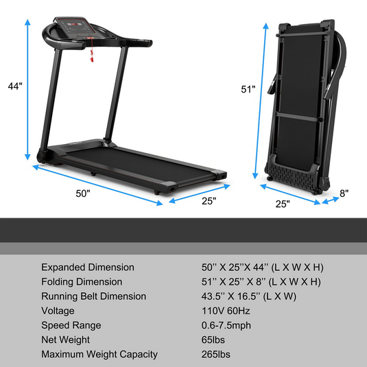 Goplus 2.25HP Electric Folding Treadmill, Portable Superfit Treadmill W/APP Control - GoplusUS