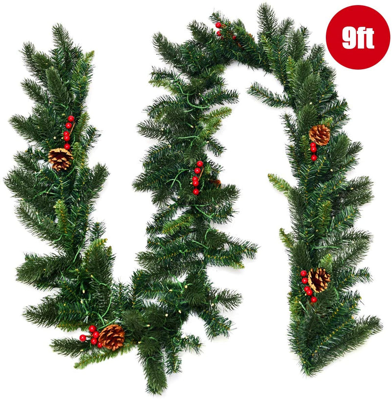 Load image into Gallery viewer, 9FT Pre-lit Christmas Garland with 100 LED Lights - GoplusUS
