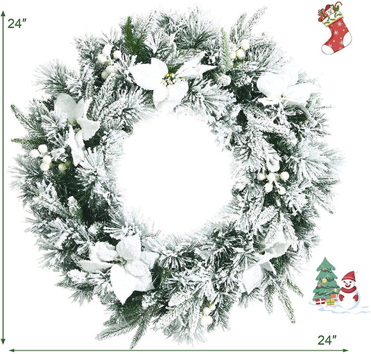 24' Pre-lit Artificial Christmas Wreath - GoplusUS