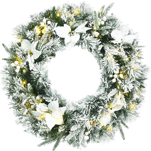 24' Pre-lit Artificial Christmas Wreath - GoplusUS